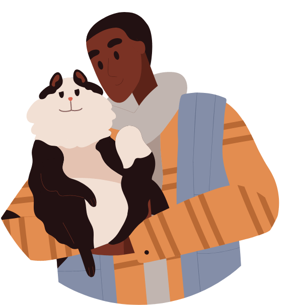 Illustration d'un chat et son propriétaire