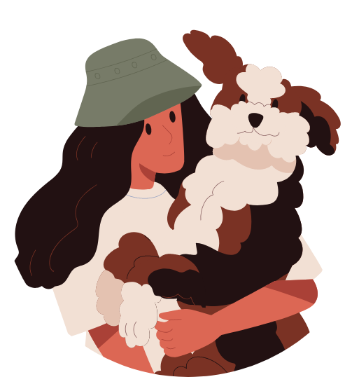 Illustration d'un chien et sa propriétaire