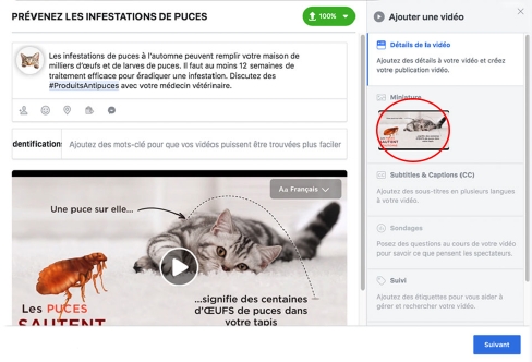 Interface de facebook pour la mise en ligne de contenu pour réseaux sociaux